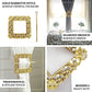 Set of 2 | 7" Gold Barrette Style Diamond Backdrop Drapery Holdbacks, Square Acrylic Crystal Curtain Brooch Tie Backs