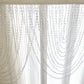 Clear acrylic crystal beaded curtain valance with polyester rod pocket.