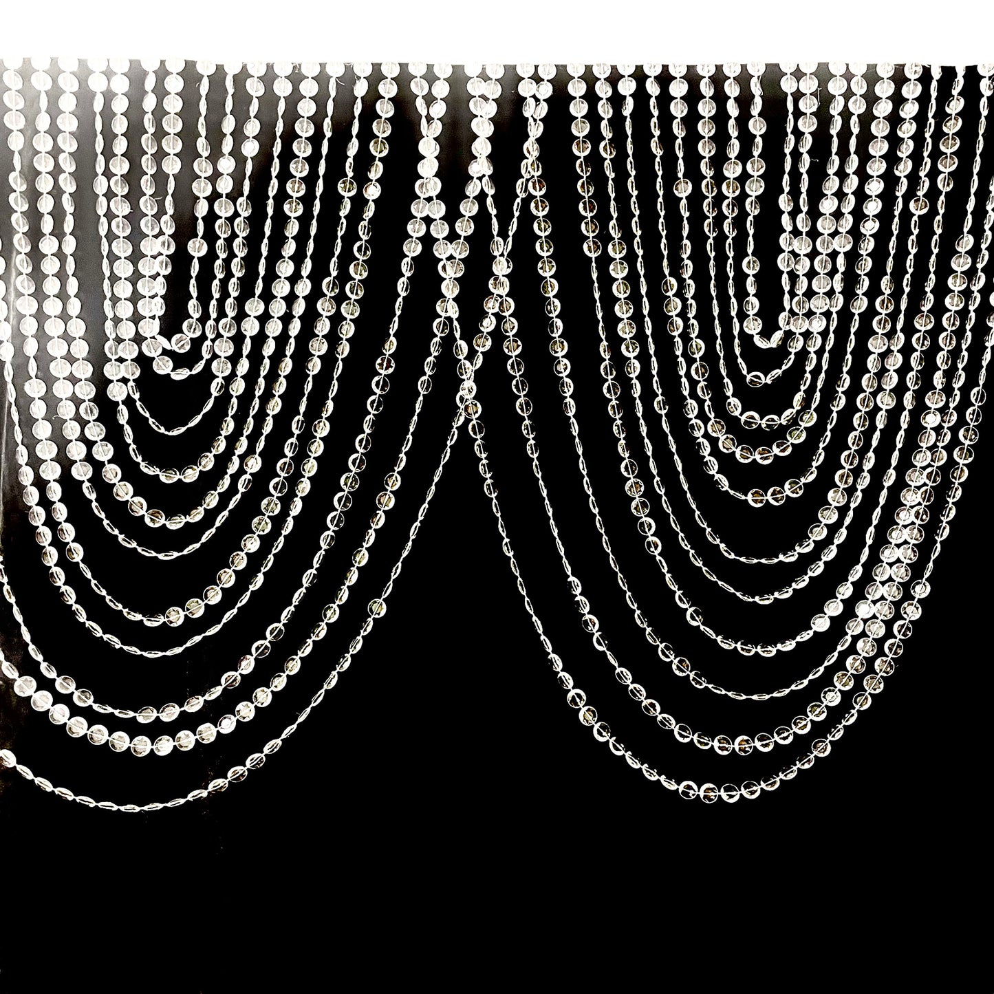 Crystal beaded curtain valance with diamond cut design, 23"x42".