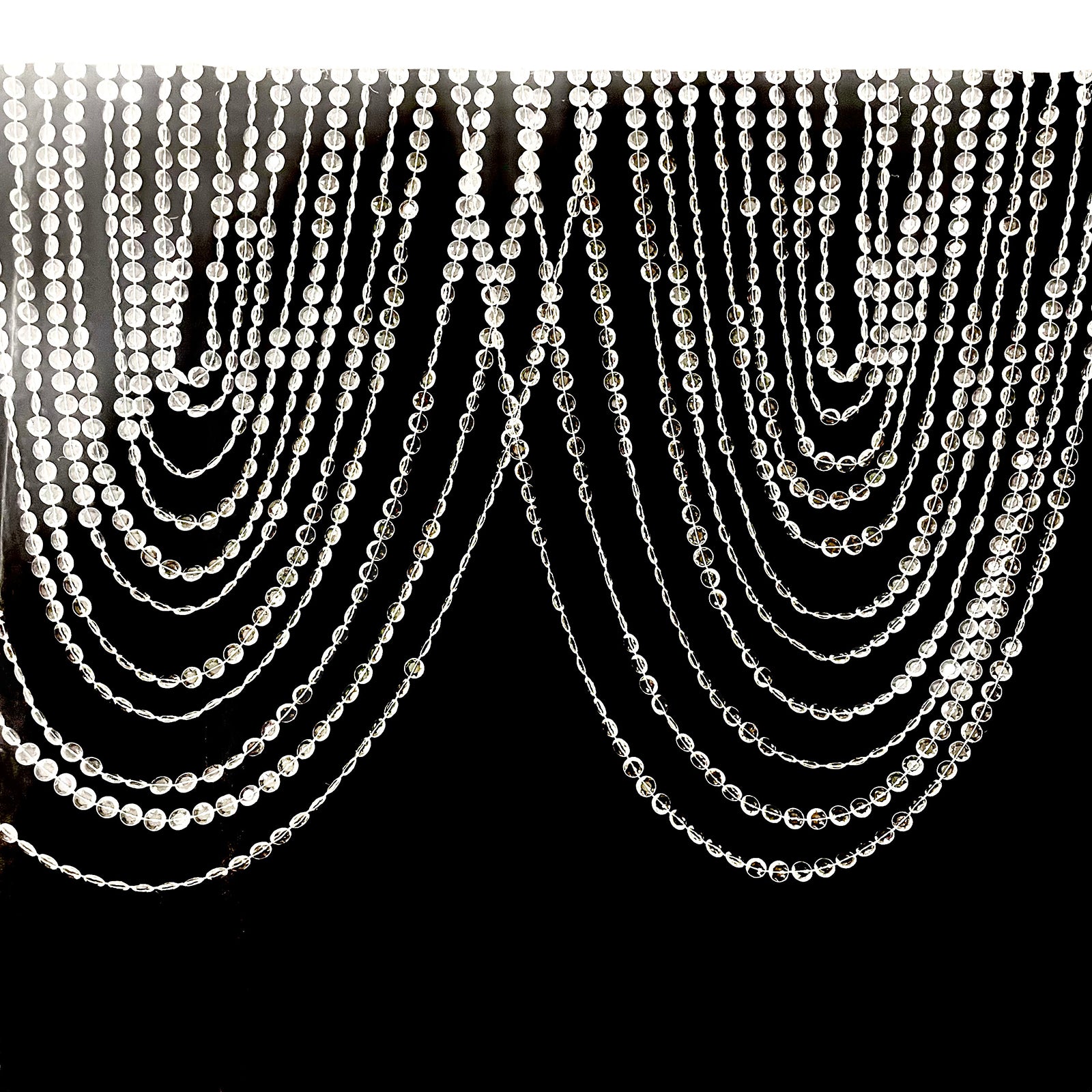 Crystal beaded curtain valance with diamond cut design, 23"x42".