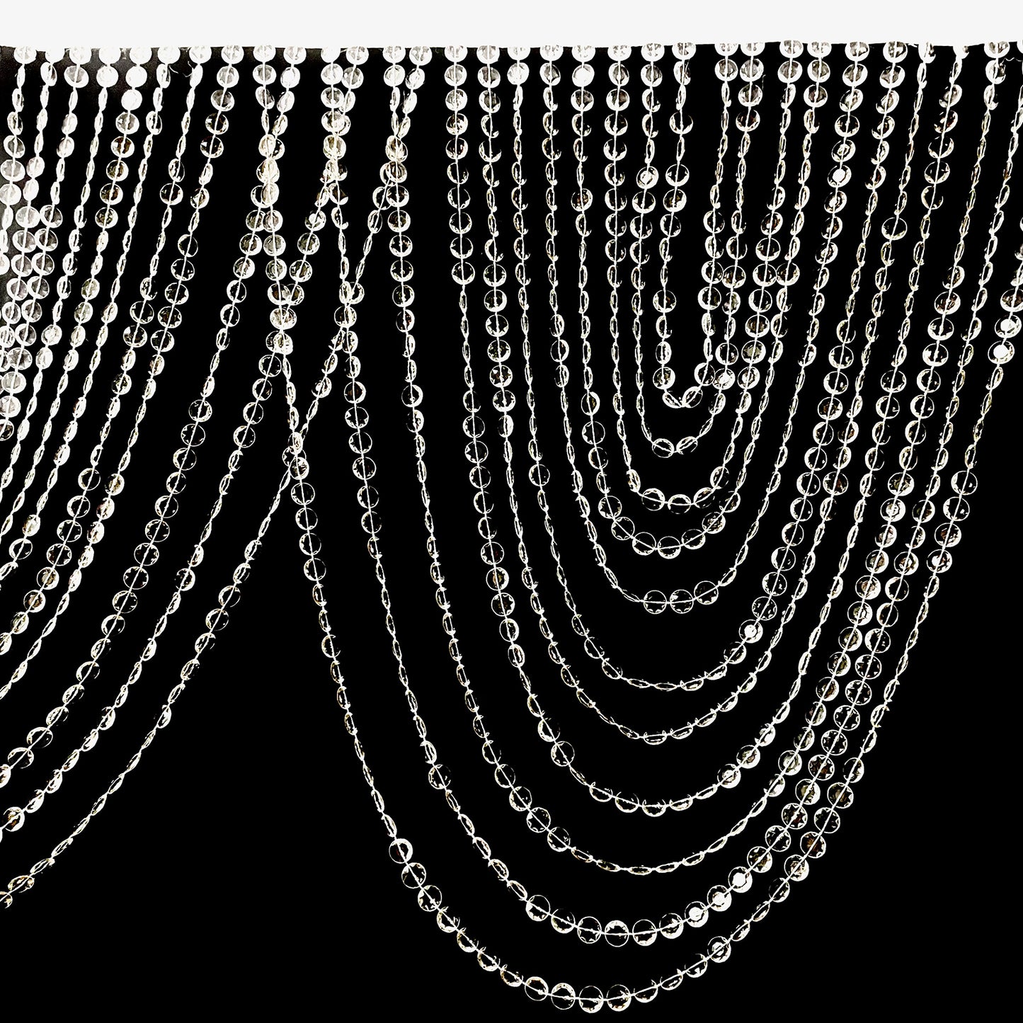 Crystal beaded curtain valance in clear acrylic, 23"x42".