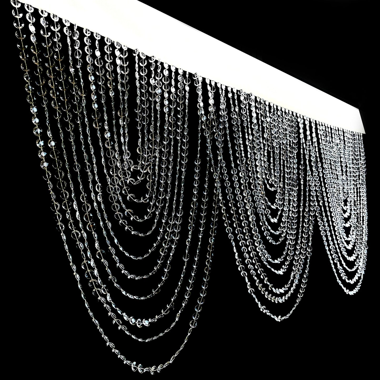Acrylic crystal beaded curtain valance with polyester rod pocket, 23"x42".