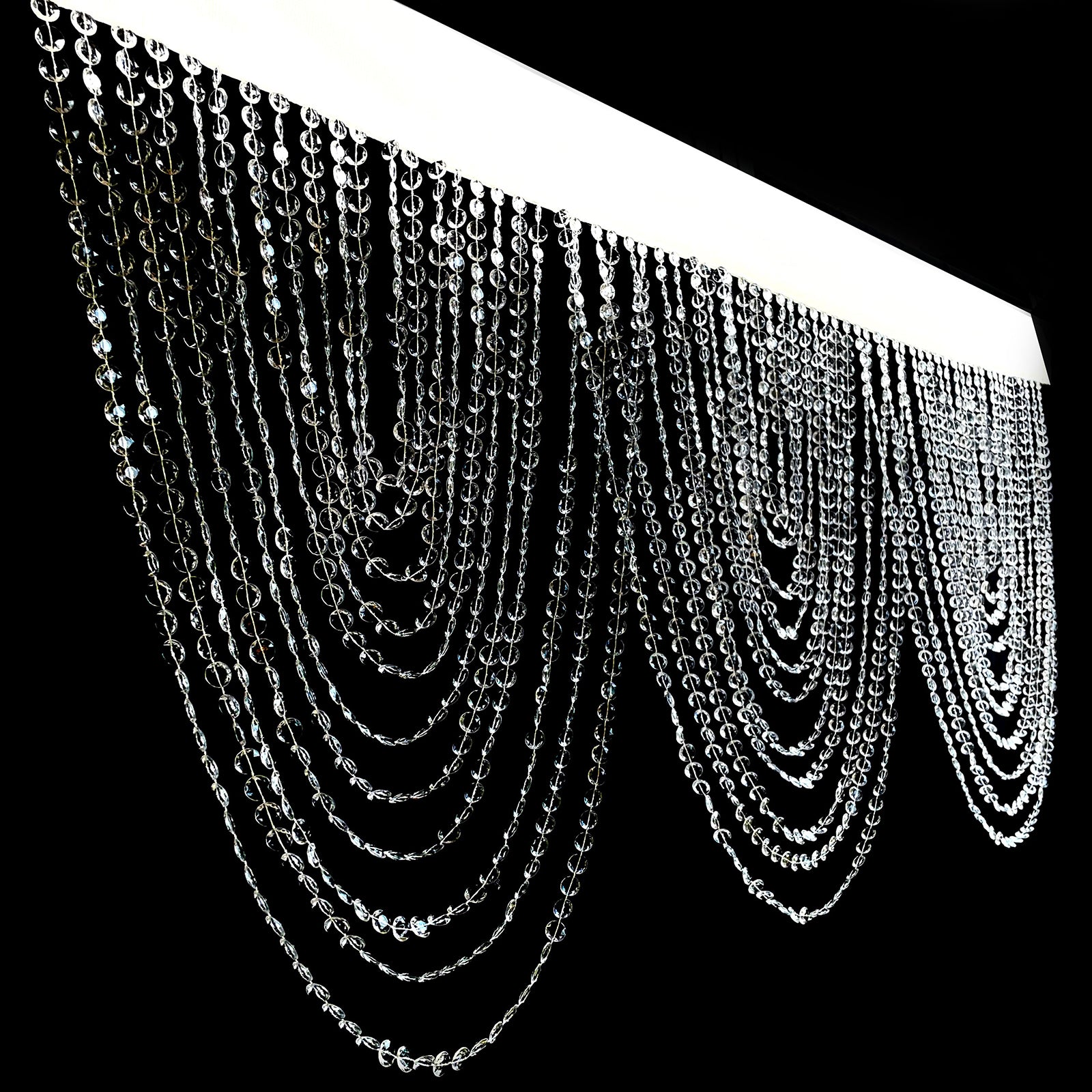 Acrylic crystal beaded curtain valance with polyester rod pocket, 23"x42".