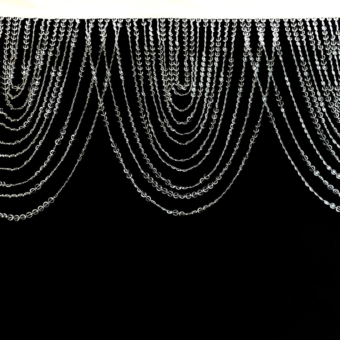 Crystal beaded curtain valance in clear acrylic, 23"x42".
