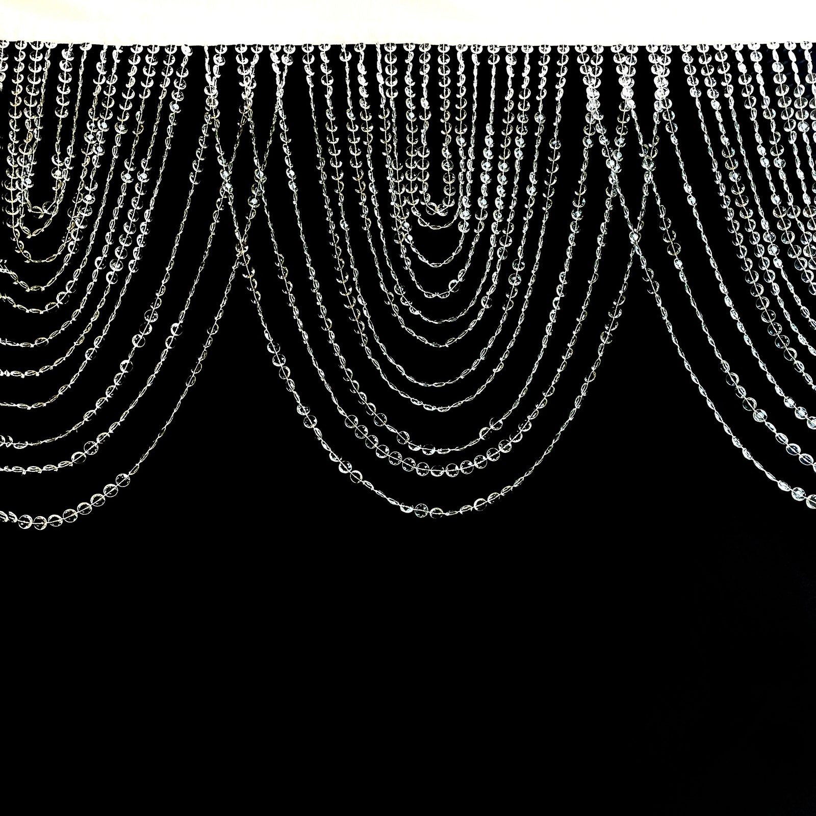 Crystal beaded curtain valance in clear acrylic, 23"x42".