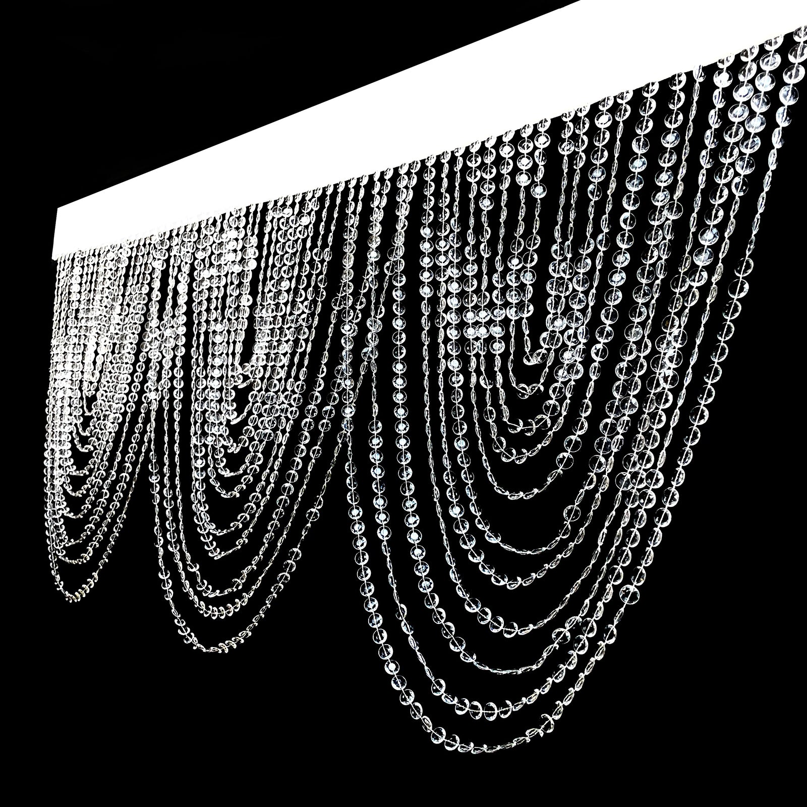Crystal beaded curtain valance with triple swag design, 23"x42".