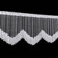 Clear Acrylic Beaded Curtain Valance with White Flower Petals – Backdrop Topper for Stage, Arch & Ev