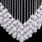 Clear Acrylic Beaded Curtain Valance with White Flower Petals – Backdrop Topper for Stage, Arch & Ev