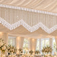 Clear Acrylic Beaded Curtain Valance with White Flower Petals – Backdrop Topper for Stage, Arch & Ev