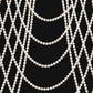 White Faux Pearl Beaded Curtain Backdrop, Multi Swag Drape Valance for Wedding Arch, Doorway & Event