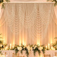 White Faux Pearl Beaded Curtain Backdrop, Multi Swag Drape Valance for Wedding Arch, Doorway & Event