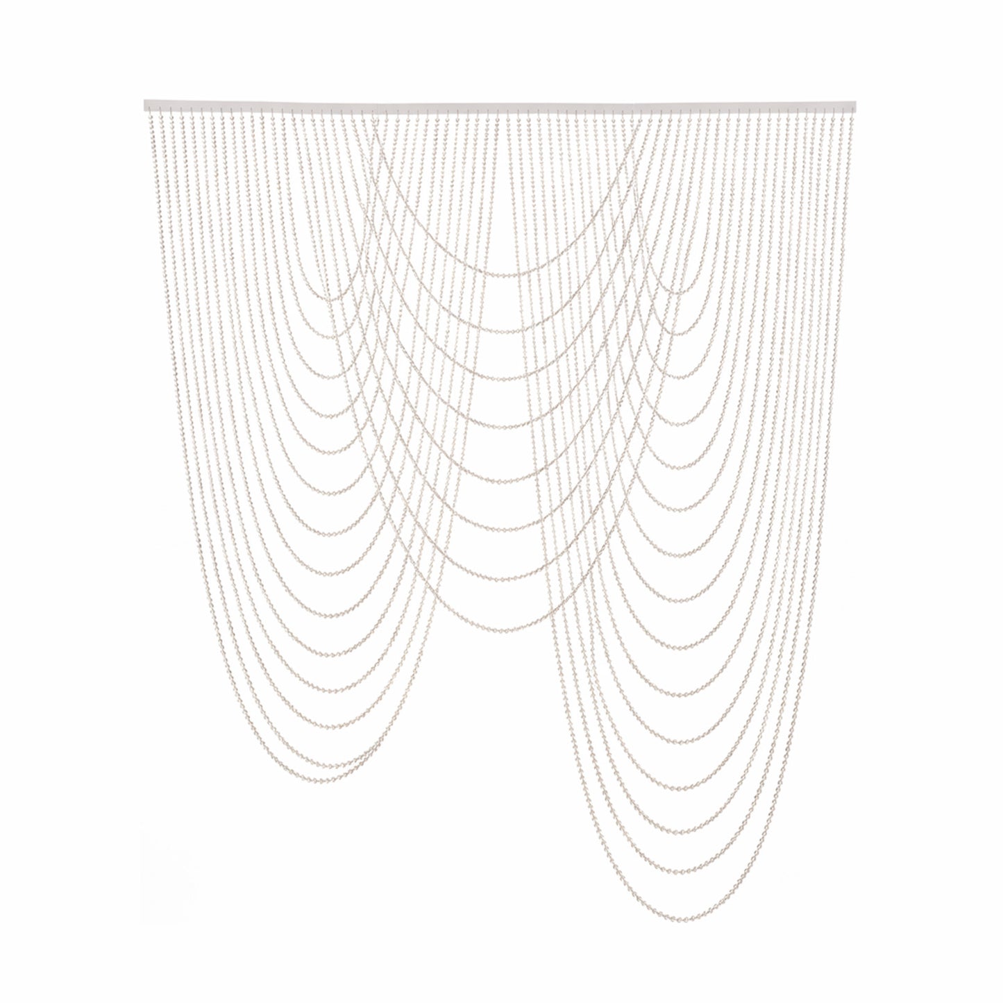 White faux pearl beaded curtain backdrop for doorway or wall décor.