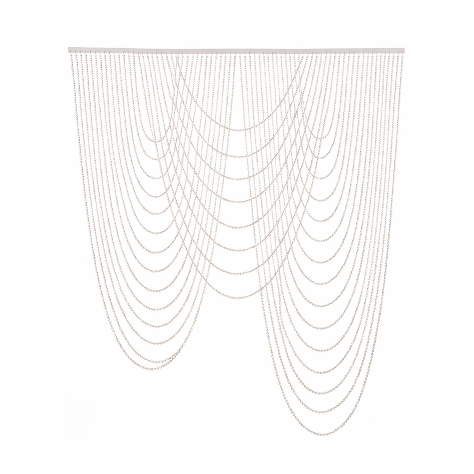 White faux pearl beaded curtain backdrop for doorway or wall décor.