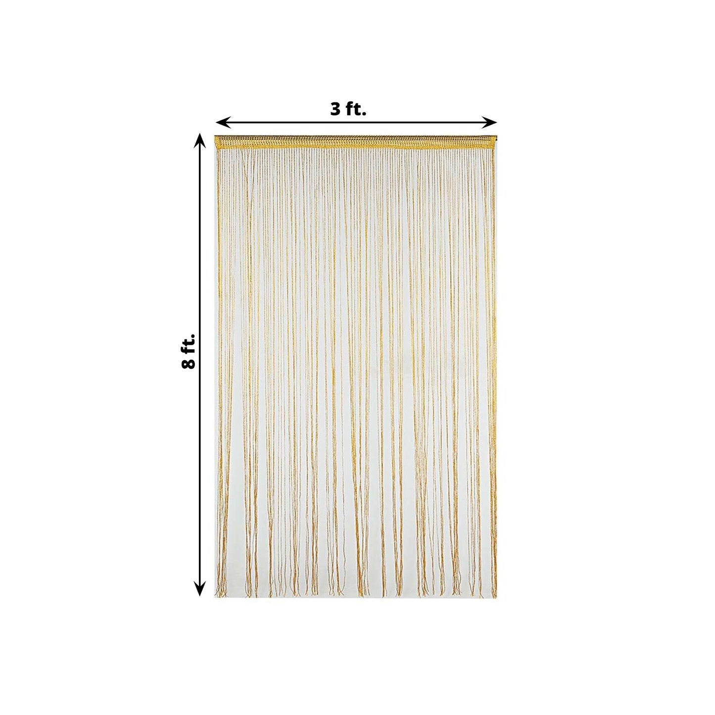 Gold 3 Feet x 8 Feet Silk Tasseled String Curtains Room Divider Panels