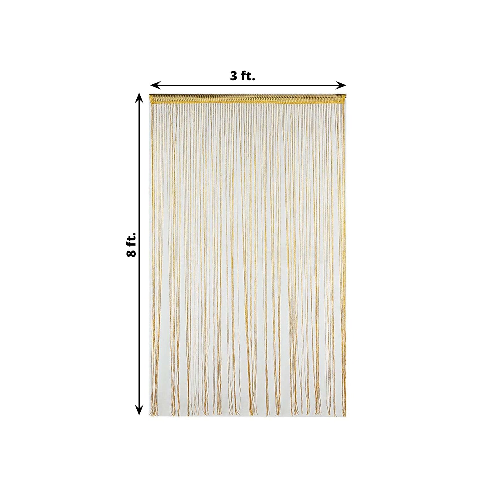 Gold 3 Feet x 8 Feet Silk Tasseled String Curtains Room Divider Panels