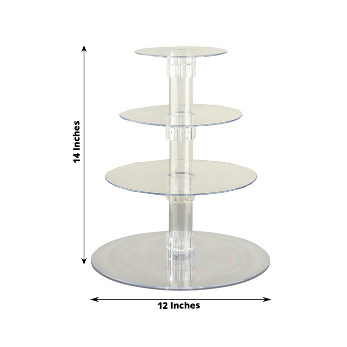 4-Tier Clear Round Acrylic Cupcake Tower Stand, Heavy Duty Cake Stand Dessert Display with Film Sheets - 14" Tall