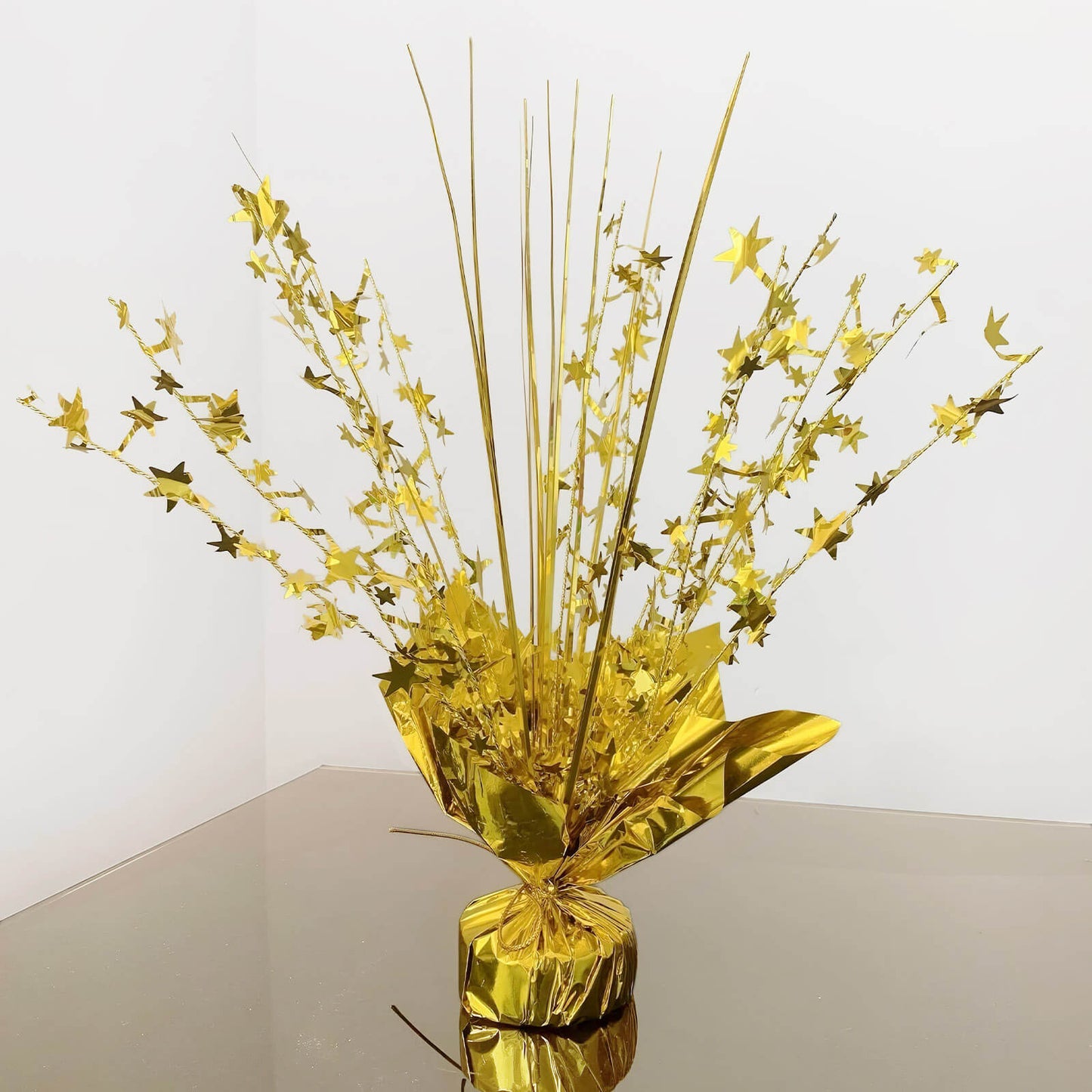 6 Pack Metallic Gold Star Foil Spray Centerpiece Table Decoration, 13" Free Standing Gleam 'N Burst Party Accessories