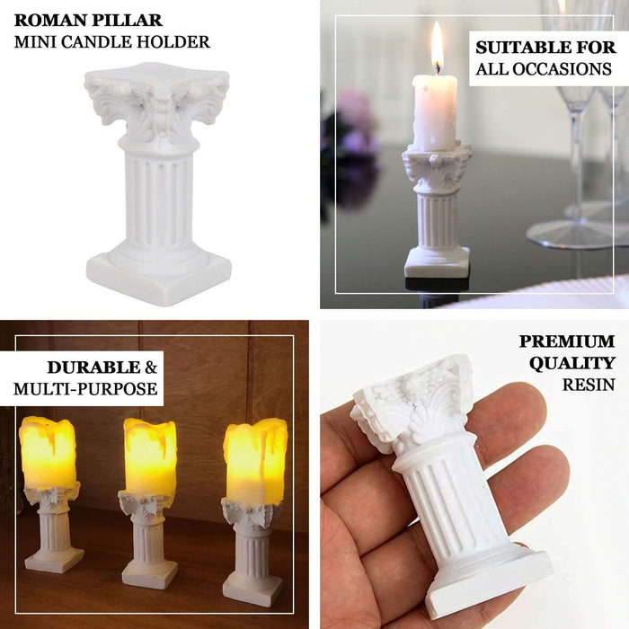 White Roman column pillar candle holder set, ideal for any occasion.