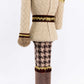 Teddy Bear Nutcracker Soldier Figurine with Green Hat, Staff & Gold Trim - 45" Tall Freestanding Chr