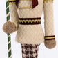 Teddy Bear Nutcracker Soldier Figurine with Green Hat, Staff & Gold Trim - 45" Tall Freestanding Chr