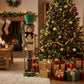 Teddy Bear Nutcracker Soldier Figurine with Green Hat, Staff & Gold Trim - 45" Tall Freestanding Chr
