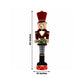 Teddy Bear Nutcracker Soldier Figurine with Red Jacket, Drum & Gold Trim - 45" Tall Freestanding Chr