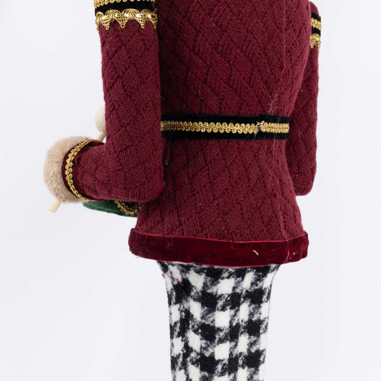 Teddy Bear Nutcracker Soldier Figurine with Red Jacket, Drum & Gold Trim - 45" Tall Freestanding Chr