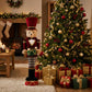Teddy Bear Nutcracker Soldier Figurine with Red Jacket, Drum & Gold Trim - 45" Tall Freestanding Chr