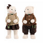 Set of 2 Boy & Girl Plush Teddy Bear Figurines, 24" Tall, Natural Knit Jackets - Freestanding Christ