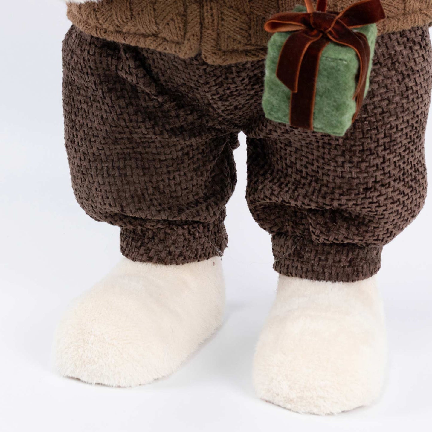Set of 2 Boy & Girl Plush Teddy Bear Figurines, 24" Tall, Natural Knit Jackets - Freestanding Christ
