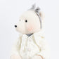 Set of 2 Boy & Girl Plush Teddy Bear Figurines, 24" Tall, White & Silver Knit Jackets - Freestanding