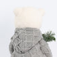 Set of 2 Boy & Girl Plush Teddy Bear Figurines, 24" Tall, White & Silver Knit Jackets - Freestanding