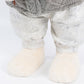 Set of 2 Boy & Girl Plush Teddy Bear Figurines, 24" Tall, White & Silver Knit Jackets - Freestanding
