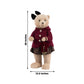 Girl Plush Teddy Bear Christmas Figurine, 28" Tall, Red Knit Jacket & Brown Plaid Skirt - Freestandi