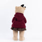 Girl Plush Teddy Bear Christmas Figurine, 28" Tall, Red Knit Jacket & Brown Plaid Skirt - Freestandi