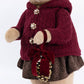 Girl Plush Teddy Bear Christmas Figurine, 28" Tall, Red Knit Jacket & Brown Plaid Skirt - Freestandi