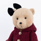 Girl Plush Teddy Bear Christmas Figurine, 28" Tall, Red Knit Jacket & Brown Plaid Skirt - Freestandi