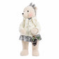 Girl Plush Teddy Bear Christmas Figurine, 28" Tall, White Knit Jacket & Silver Brocade Skirt - Frees