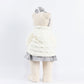 Girl Plush Teddy Bear Christmas Figurine, 28" Tall, White Knit Jacket & Silver Brocade Skirt - Frees