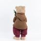 Boy Plush Teddy Bear Christmas Figurine, 28" Tall, Brown Knit Jacket & Red Knit Pants - Freestanding