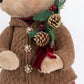 Boy Plush Teddy Bear Christmas Figurine, 28" Tall, Brown Knit Jacket & Red Knit Pants - Freestanding
