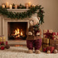 Boy Plush Teddy Bear Christmas Figurine, 28" Tall, Brown Knit Jacket & Red Knit Pants - Freestanding