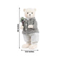 Boy Plush Teddy Bear Christmas Figurine, 28" Tall, Silver Knit Jacket & White Patterned Pants - Free