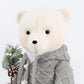 Boy Plush Teddy Bear Christmas Figurine, 28" Tall, Silver Knit Jacket & White Patterned Pants - Free