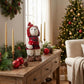 White Plush Teddy Bear Gnome Christmas Figurine, 24" Tall, Red Plaid Outfit, Holding Mushroom - Free