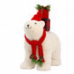 Plush Polar Bear Christmas Figurine, 16" Tall, Red Knit Hat & Scarf, Carrying Gift Boxes - Freestand