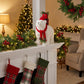 Plush Polar Bear Christmas Figurine, 16" Tall, Red Knit Hat & Scarf, Carrying Gift Boxes - Freestand