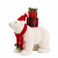 Plush Polar Bear Christmas Figurine, 16" Tall, Red Knit Hat & Scarf, Carrying Gift Boxes - Freestand