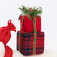 Plush Polar Bear Christmas Figurine, 16" Tall, Red Knit Hat & Scarf, Carrying Gift Boxes - Freestand