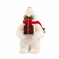 Plush Polar Bear Christmas Figurine, 18" Tall, Red Scarf, Holding Gift Box - Freestanding Holiday De